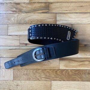 Versace Black Leather Studded Belt | Made in Italy | Size 80 (US 32)